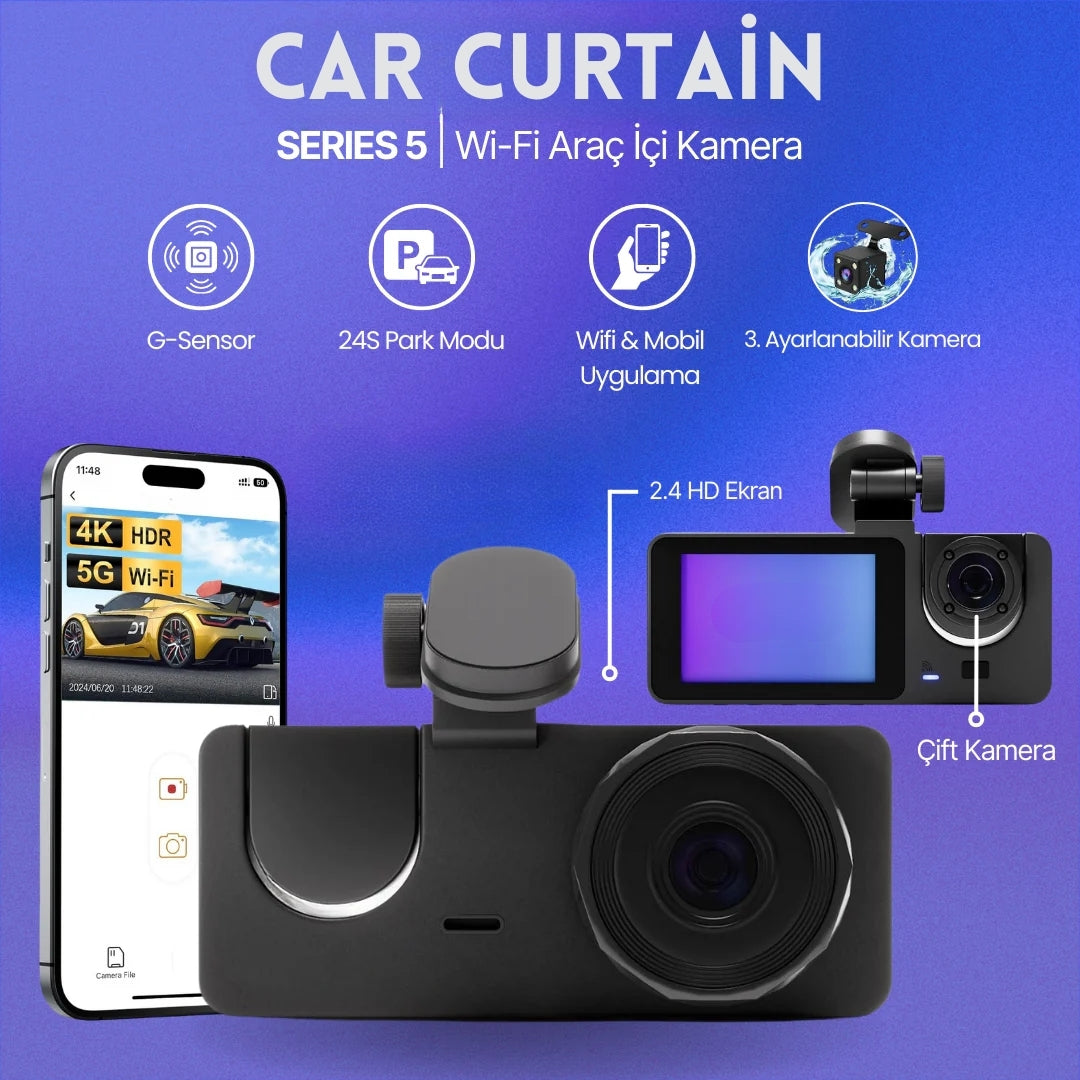 CarCurtain™S5 | Wifi Araç İçi Kamera