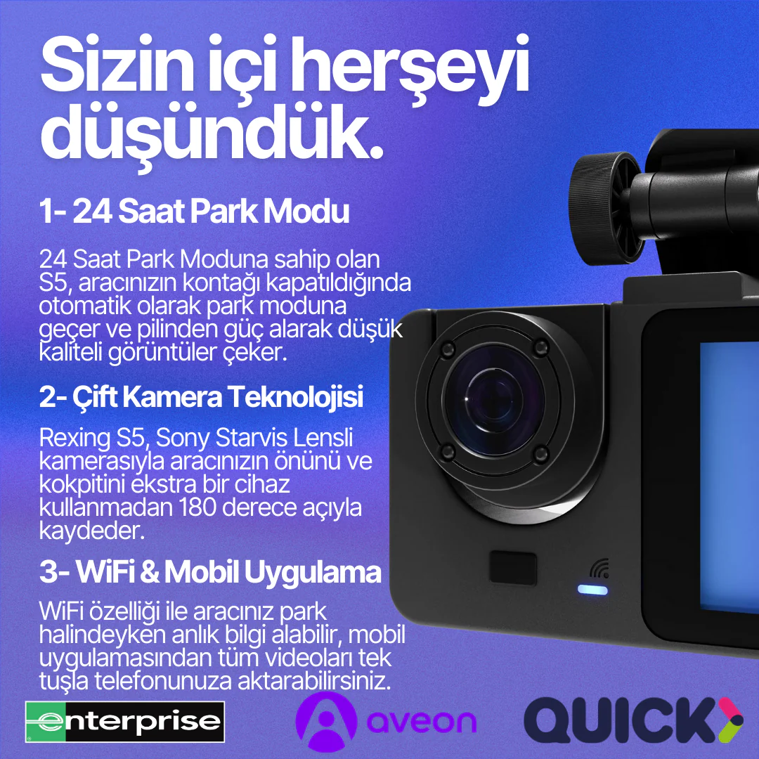 CarCurtain™S5 | Wifi Araç İçi Kamera