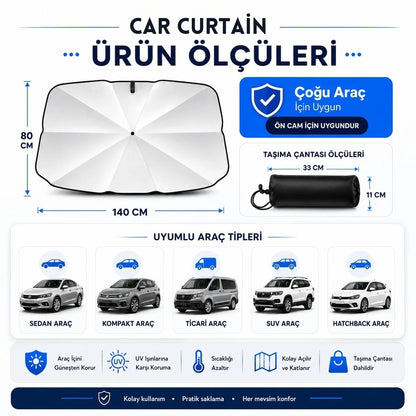Carcurtain™ Katlanır Kompakt Oto Güneş Koruyucu