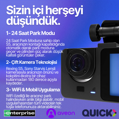 CarCurtain™S5 | Wifi Araç İçi Kamera